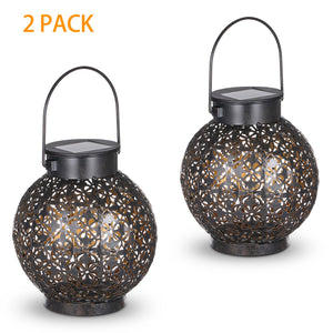 Outdoor solar garden light Hollowed Out Shadow Lantern Hanging Hollow solar powered lamp Waterproof Landscape Solar Lamp Garden