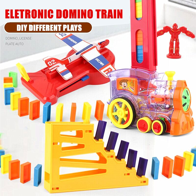 2020 Dominos Car Electric Model Juguetes Vehicle Educational Home Toys Blocks Train Domino Game for Children Boy Girl