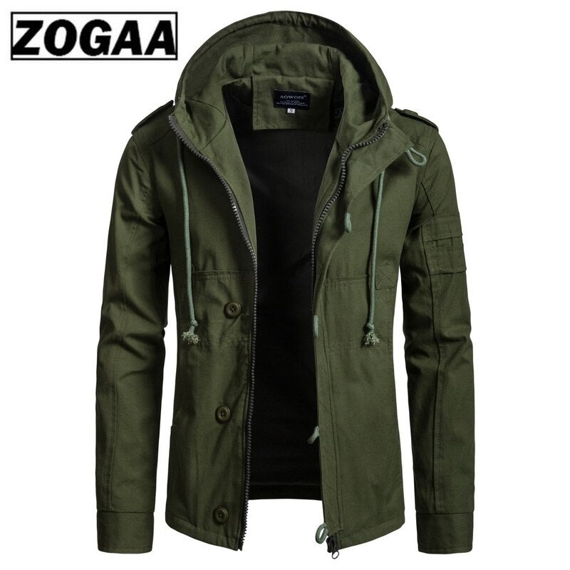 Zogaa 2020 Brand Slim Men Jacket Army Green Military Wide-waisted Coat Casual Cotton Hooded Windbreaker Jackets Overcoat Male