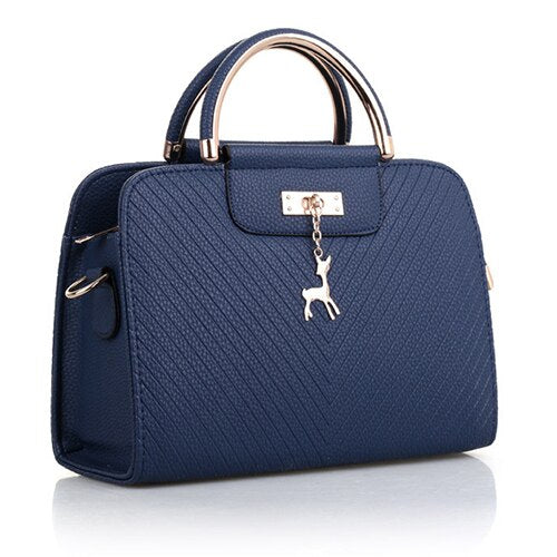 Fashion Handbag 2020 New Women Leather Bag Large Capacity Shoulder Bags Casual Tote Simple Top-handle Hand Bags Deer Decor