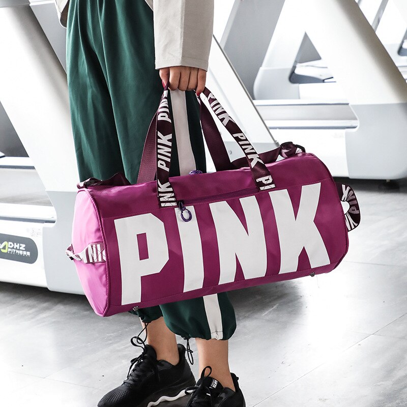 Women Pink Travel Bag Female Fitness Training Duffle Bag for Trip Large Capacity Waterproof Gym Sport Bag