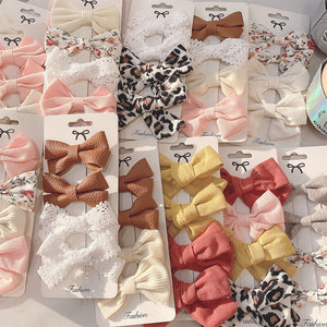 4PCS/SET 2021 New Girls Leopard Hairpins Kids Sweet Hair Clips Barrettes Lovely Hair Bows Children Cute Kids Hair Accessories