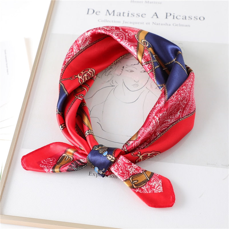 Women Square Silk Scarf Chiffon Satin Lady Hair Neck Foulard  Scarves Shawl Wrap Female Bandana Head Kerchief Hijab Headband