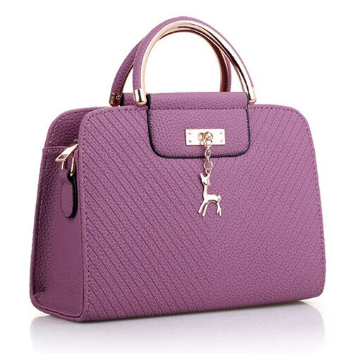 Fashion Handbag 2020 New Women Leather Bag Large Capacity Shoulder Bags Casual Tote Simple Top-handle Hand Bags Deer Decor