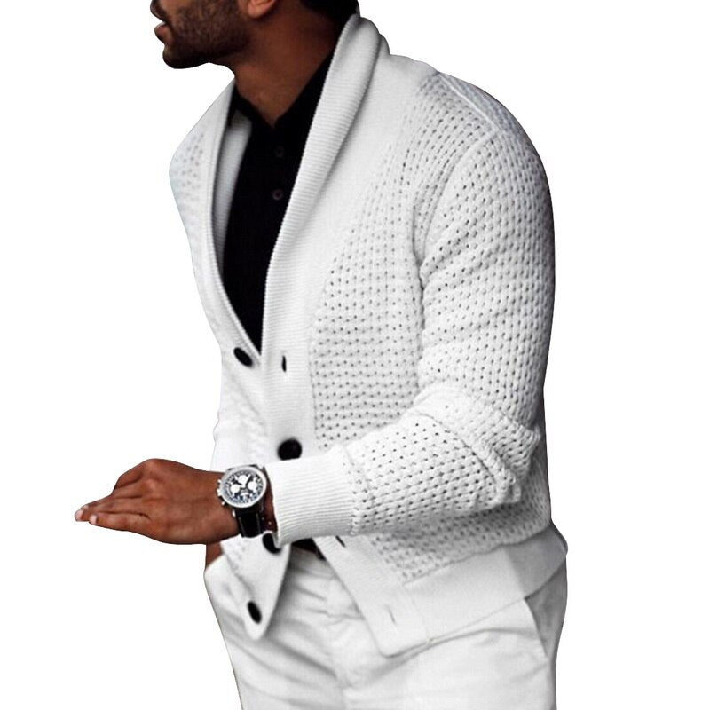 New Hot Sell Middle-Long Mens White Sweater Cardigan Trench Male Autumn Warm jacket Coat Sweater Winter