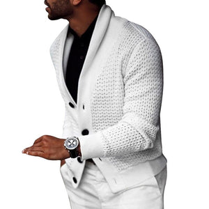 New Hot Sell Middle-Long Mens White Sweater Cardigan Trench Male Autumn Warm jacket Coat Sweater Winter