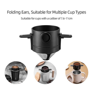 Filtre à café en acier inoxydable 304 | Filtre à café Portable, porte-thé entonnoir paniers infuseur de thé réutilisable et Dripper de café