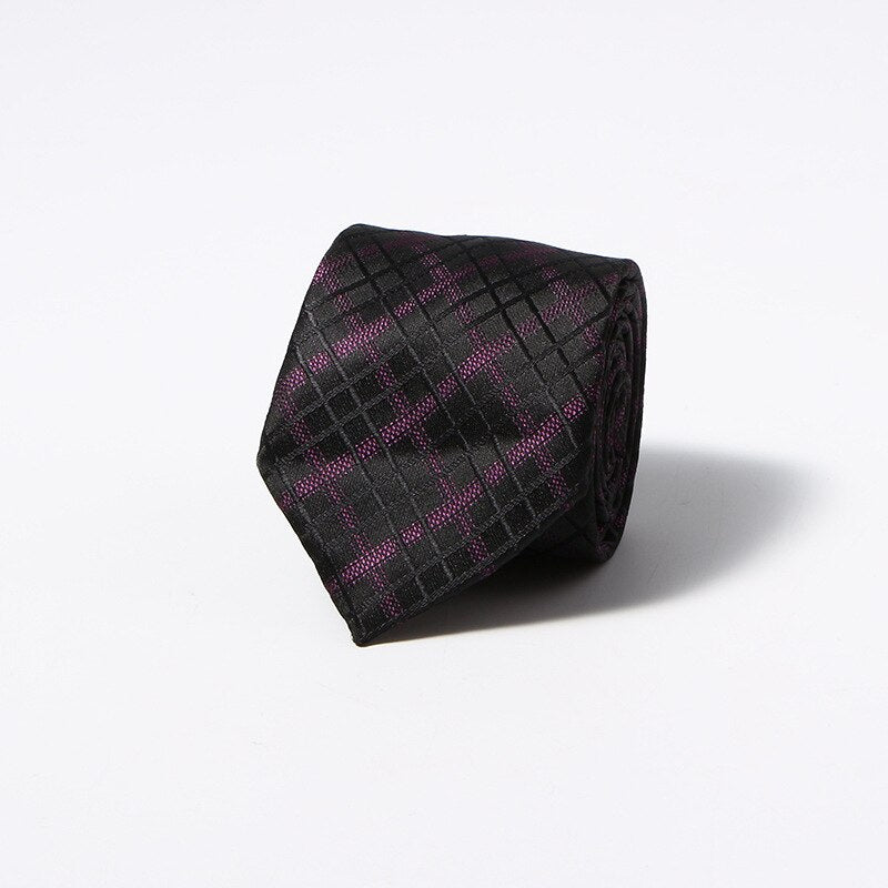 Luxury Fashion Striped Plaid Men's Tie Red Blue Grey Classic Neck Ties Leisure Business Wedding High Quality 8cm Silk Necktie