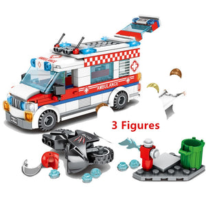 New Medical Ambulance Bricks City Fire Control Series Garbage Truck Building Blocks Model Compatible Educational Toys For Child