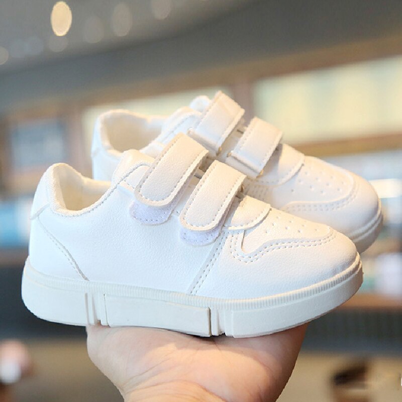 New Kids Sneakers Boys Shoes Girls Trainers Children Leather Solid White School Student School Children's Shoes Flat zapatillas