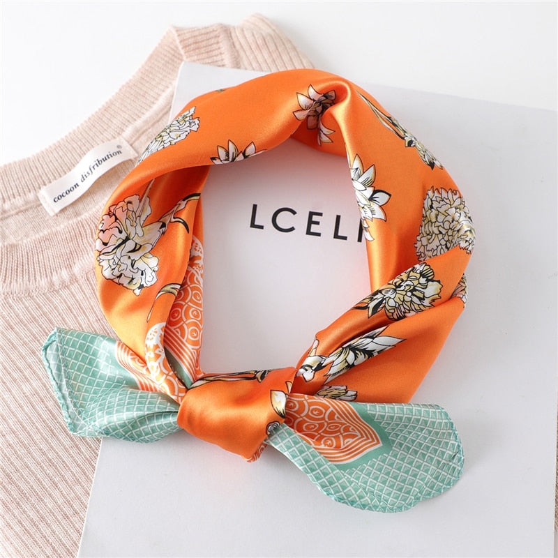 Women Square Silk Scarf Chiffon Satin Lady Hair Neck Foulard  Scarves Shawl Wrap Female Bandana Head Kerchief Hijab Headband