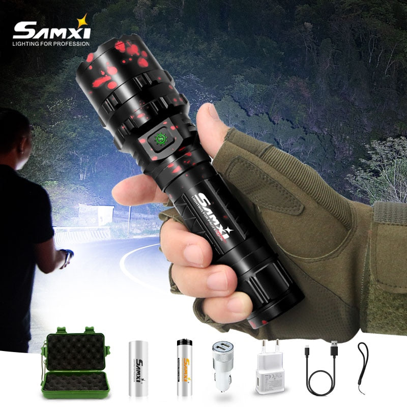 Powerful Flashlight High Power Rechargeable LED Lamp Self Defense Shocker Lantern Bike Light Tactical Torch By 18650 Battery