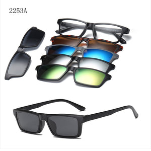 6 In 1 Custom Men Women Polarized Optical Magnetic Sunglasses Clip Magnet Clip on Sunglasses Polaroid Clip on Sun Glasses Frame