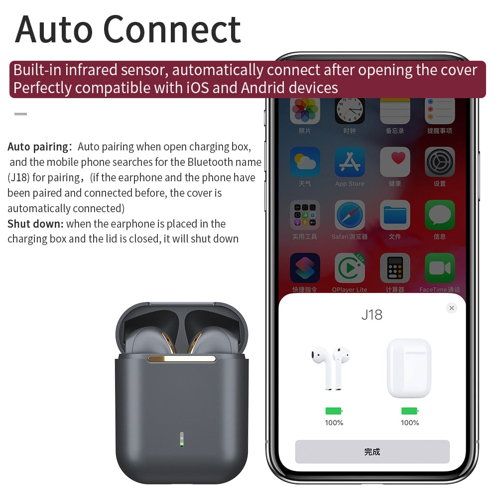 Essager J18 TWS Bluetooth Headphones Stereo True Wireless Headset Earbuds In Ear Handsfree Earphones Ear Buds For Mobile Phone