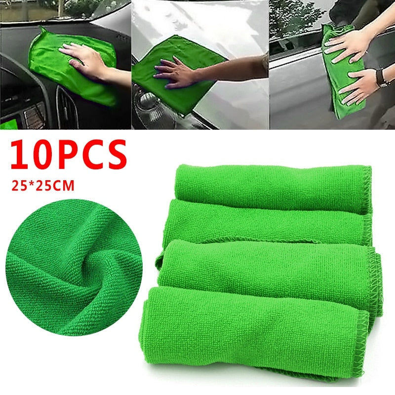 pcmos 10Pcs Car Towel Green Microfiber Washcloth Auto Car Care Cleaning Towels Soft Cloths Tool Windshield Sunshades 2019 New