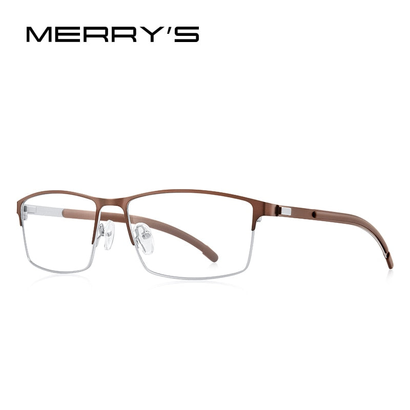 MERRYS DESIGN Men Titanium Alloy Optical Glasses Frame Ultralight Square Myopia Prescription Eyeglasses Antiskid Silicone S2186