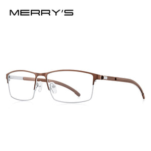 MERRYS DESIGN Men Titanium Alloy Optical Glasses Frame Ultralight Square Myopia Prescription Eyeglasses Antiskid Silicone S2186
