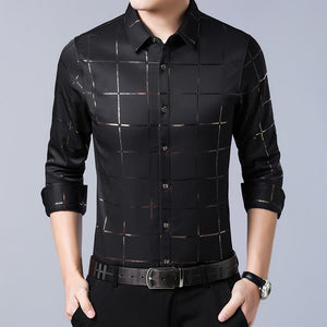 Long Sleeve Slim Fit Men Shirt Streetwear