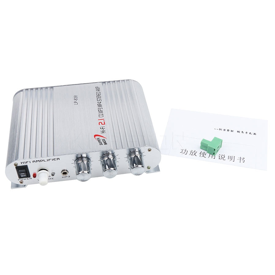 Mini Hi-Fi Amplificateur Stéréo SCE POUR LVPIN 12V 200W MP3 Autoradio amplificateur de puissance Audio 2.1CH Maison Super Basse