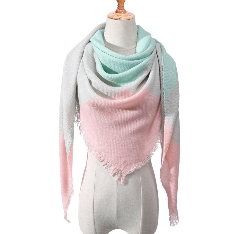 Designer 2020 knitted spring winter women scarf plaid warm cashmere scarves shawls luxury brand neck bandana pashmina lady wrap