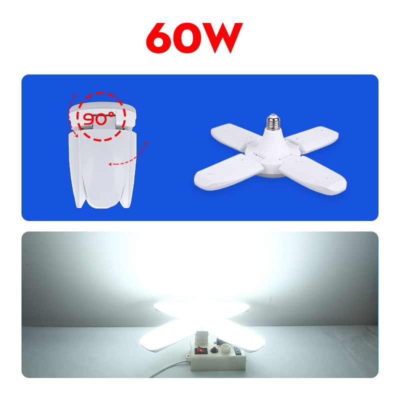 Led Bulb E27 30/45/60W Led Lamp Ceiling Fan Lampada Led Light 220V Foldable Fan Blade Angle Adjustable for Home Garage Lighting