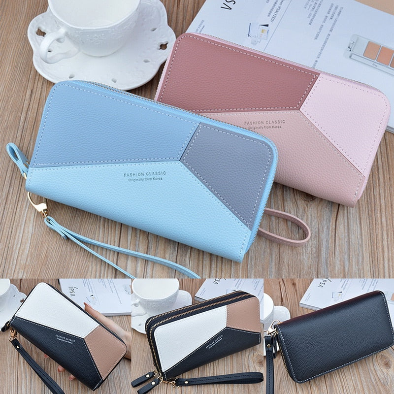 Leather Wallets Women Long Zipper