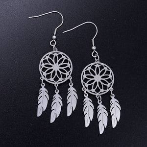 Vni and Mia 100% Stainless Steel Boho Lotus Dream Catcher Earring For Women Wholesale Fashion Bohemia Jewelry Dropshipping