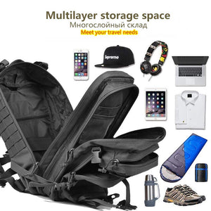 50L Large Capacity Men Army Military Tactical Backpack 3P Softback Outdoor Waterproof Bug Rucksack Hiking Camping Hunting Bags