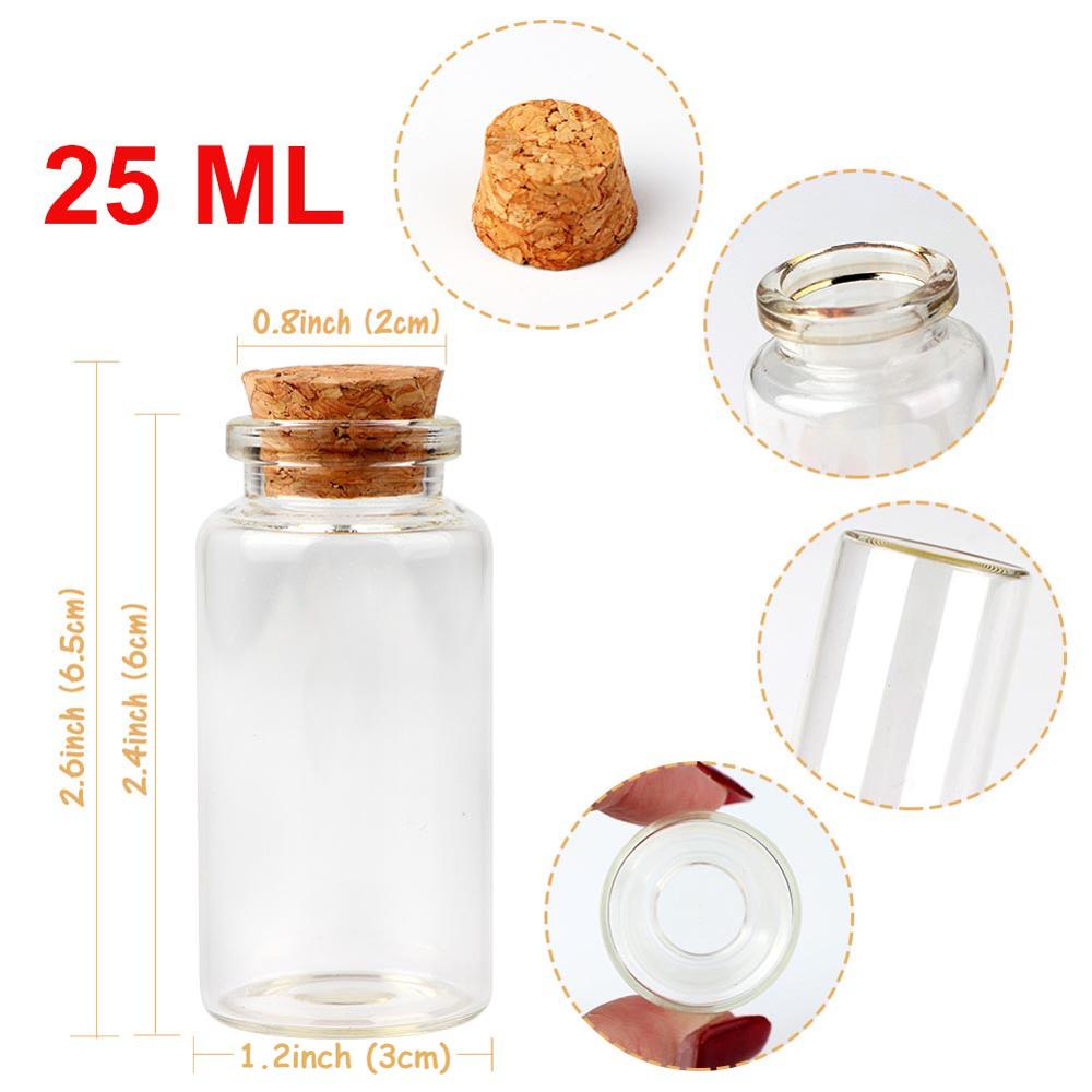 25ML Mini Glass Bottle with Cork Clear Wish Bottle Hanging Decoration Wedding Centerpiece Favors Glass Bottle Jar Wedding Decor