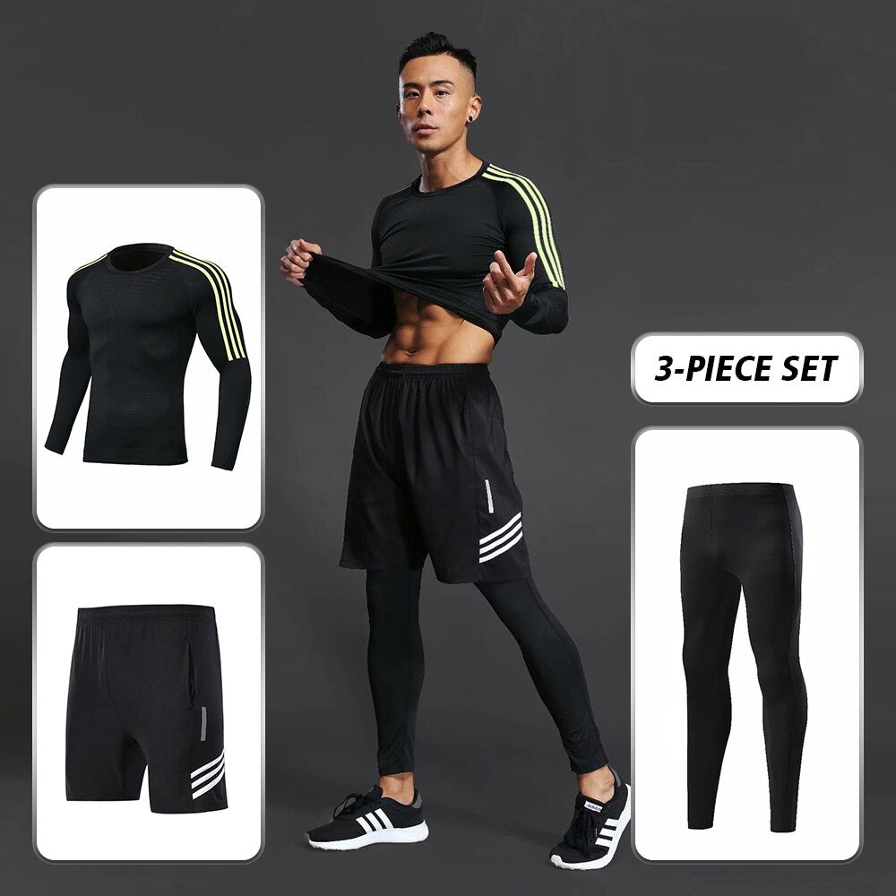Men Quick-drying Compression Training Tracksuit Warm Gym Sport Suit Jogging For Homme Man Running Tight Fitness Workout Clothes