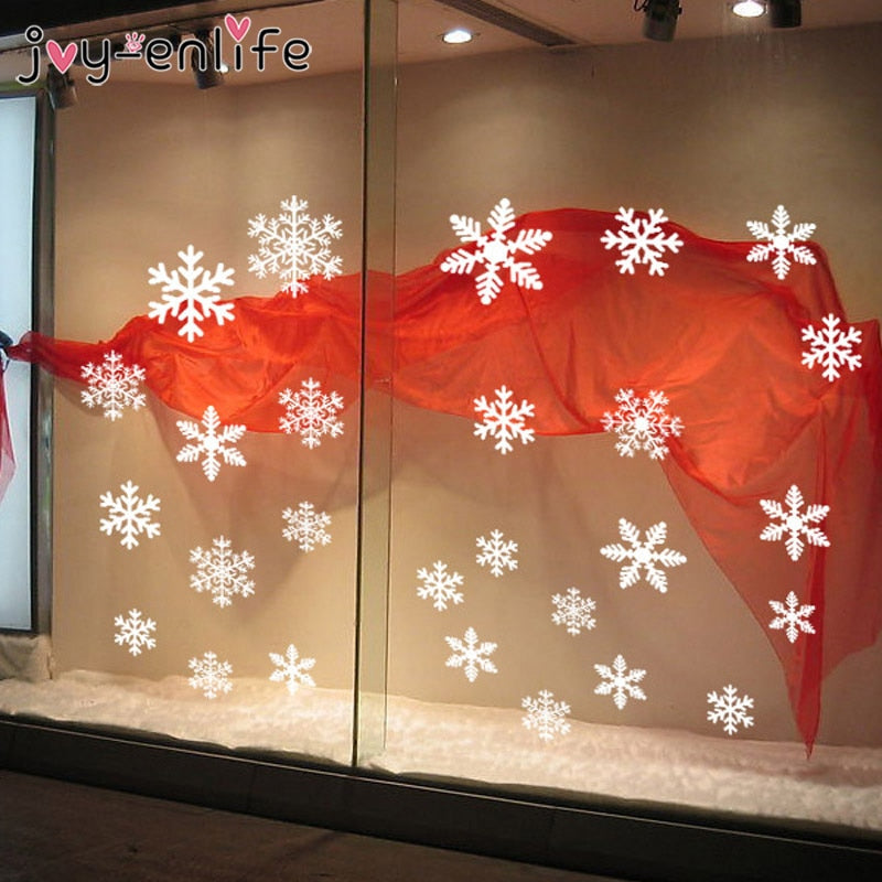 27pcs/lot White Snowflake Sticker Decoration Glass Window Kids Room Christmas Wall Stickers Home Decals Decoration New Year 2020