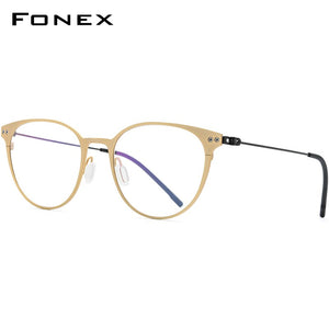 FONEX Pure Titanium Glasses Frame Women Vintage Round Myopia Optical Prescription Eyeglass Frame Men 2020 Screwless Eyewear 8533