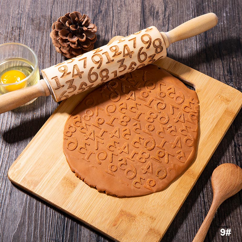 New Leaf Christmas Deer Wooden Rolling Pin Embossing Baking Cookies Noodle Biscuit Fondant Cake Dough Patterned Roller Snowflake
