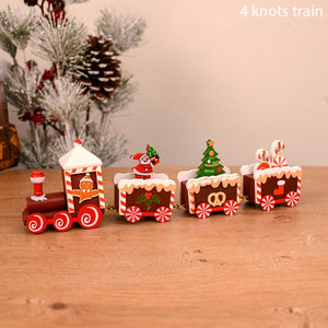Wooden Christmas Train Ornament Christmas Decoration For Home Santa Claus Gift Toys Crafts Table Deco Navidad Xmas 2021 New Year