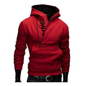 Hoodies Laamei Men Fashion Oblique Zipper Patchwork Tracksuit Sweatshirt Men's Collar Cap Long Sleeves Pullover Plus Size M-3XL