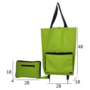 Portable Women Shopping Bag Folding Grocery Shopping Wheel Bag Small Pull Cart Buy Vegetables Food Storage Bag Organizer Tug Bag