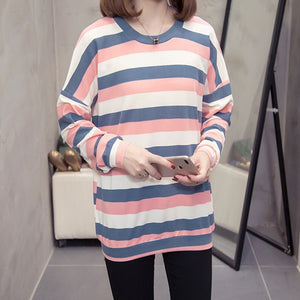 Plus Size Stripe Pullover Sweatshirts Women 2020 Autumn Winter Trendy Long Sleeve Ladies Oversize Loose Female O-neck Streetwear