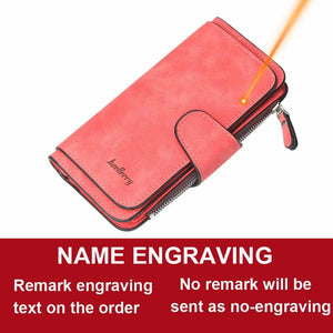2020 Women Wallets Name Engrave Fashion Long Leather Top Quality Card Holder Classic Female Purse Zipper Wallet For Women