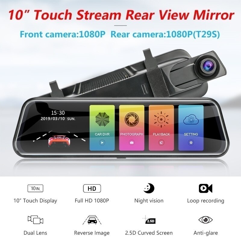 4.3/7/10 Inches 1080P Car DVR Camera Touch Screen Dash Cam Dual Lens Video Recorder Rear View Mirror Cameras For Car Security