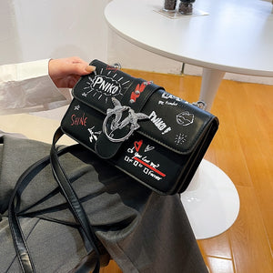 Swallow Sequined Crossbody Bag for Women 2020 New Fashion Rivet Shoulder Chain Bags Lady Purses and Handbags Wallet on Chain Cc