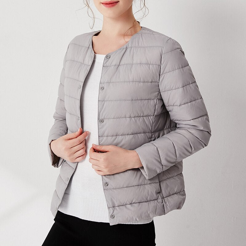 2020 Women‘s Autumn Down Jacket Female Ultra Thin Plus Size Pink Down Jackets Ultra Light Warm Coat Short Jackets Women Tops