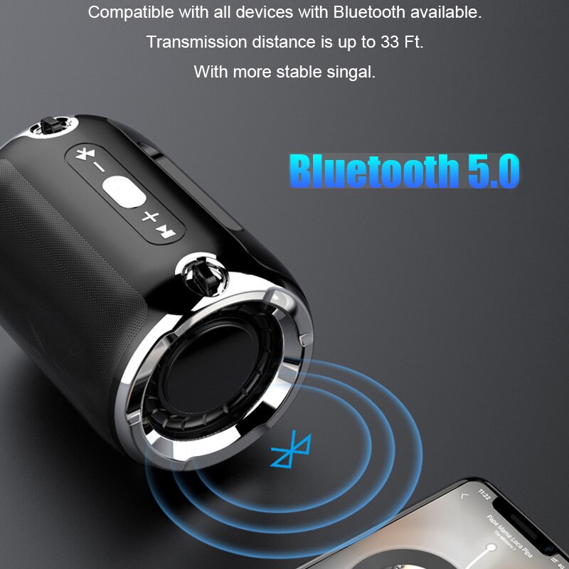 High Power Waterproof Bluetooth Speaker Portable Column Super Bass Stereo For Comuter PC Speakers with FM Radio BT AUX TF USB