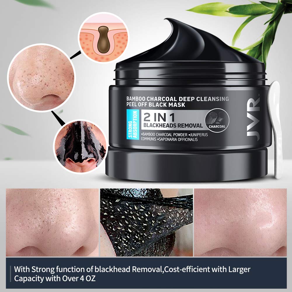 JVR Black Mask For Face Skin Care Bamboo Charcoal Facial Masks Remove Blackhead Dot Acne Peeling Mask Facial Nose Deep Cleansing