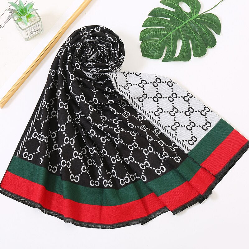 Winter Shawls Thick Warm Lady Scarves Pashmina Wraps Print Female Stoles