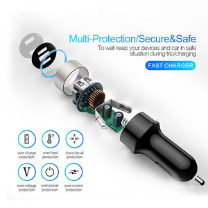 Mini chargeur de voiture USB pour iPhone XR 11 chargeurs de téléphone de voiture rapide charge rapide avec affichage LED 3.1A double chargeur de téléphone USB dans la voiture