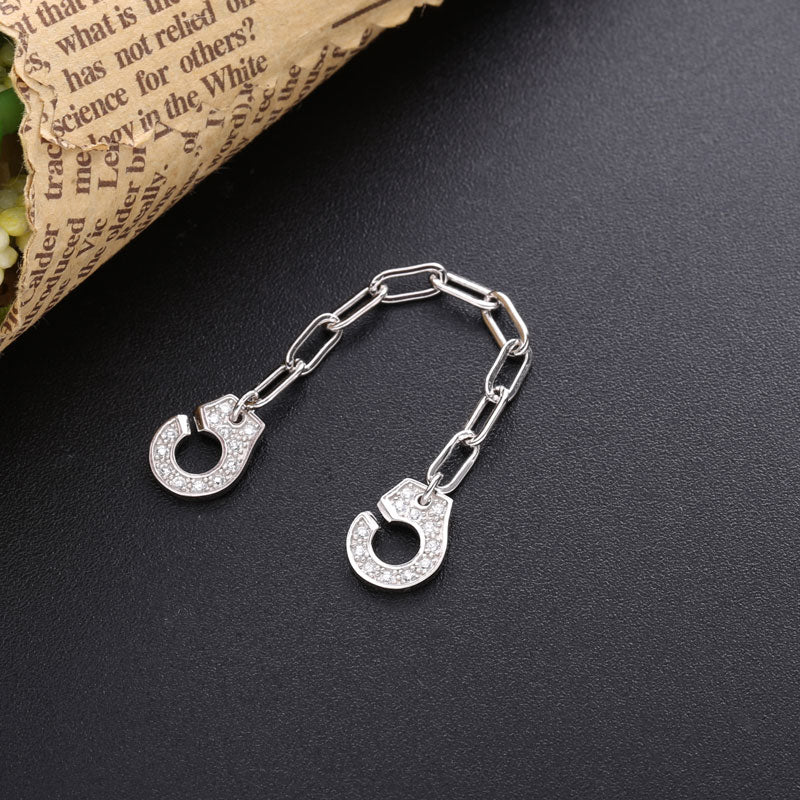 Moonmory Fashion 925 Sterling Silver Handcuff Ring White Paper Clip Chain Menottes Ring Gift For Women And Men Jewelry Dating