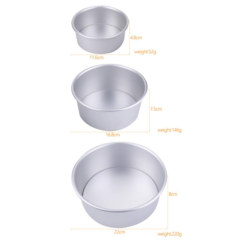 4/6/8 Inch Round Cake Pan Set With Removable Bottom Aluminum Alloy Chiffon Cake Mold/Mould Set 3 Tier Round Cakes Tins C019
