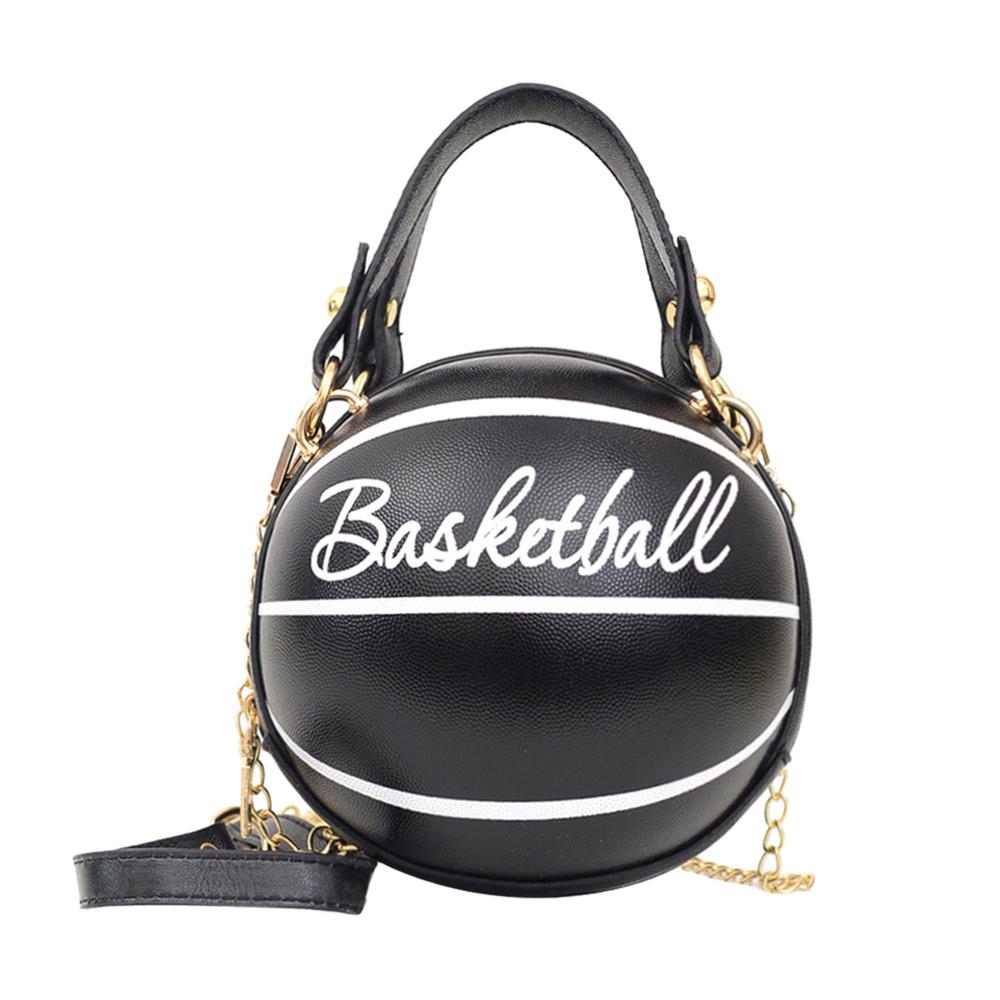 Fashion Basketball Round Shaped Shoulder Bags for Women Acrylic Chain Casual Small Totes PU Leather Messenger Crossbody Handbags