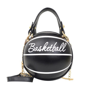 Fashion Basketball Round Shaped Shoulder Bags for Women Acrylic Chain Casual Small Totes PU Leather Messenger Crossbody Handbags