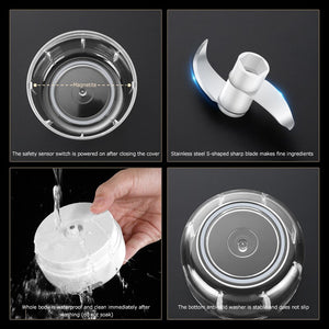 New USB Charge Wireless Electric Meat 3Level Grinder Food Chopper Mini Stainless Electric Kitchen Chopper Meat Grinder Shredder